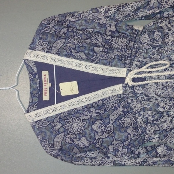 FREE PEOPLE Anissa Floral Print Embroidered Tie-Front Bed Jacket  size xs - Picture 6 of 12